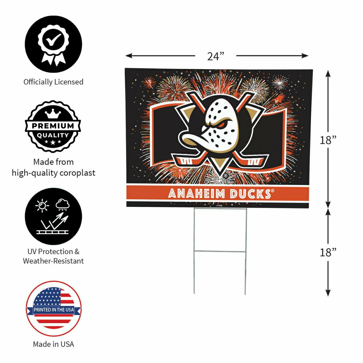 Anaheim Ducks Yard Sign, Patriotic