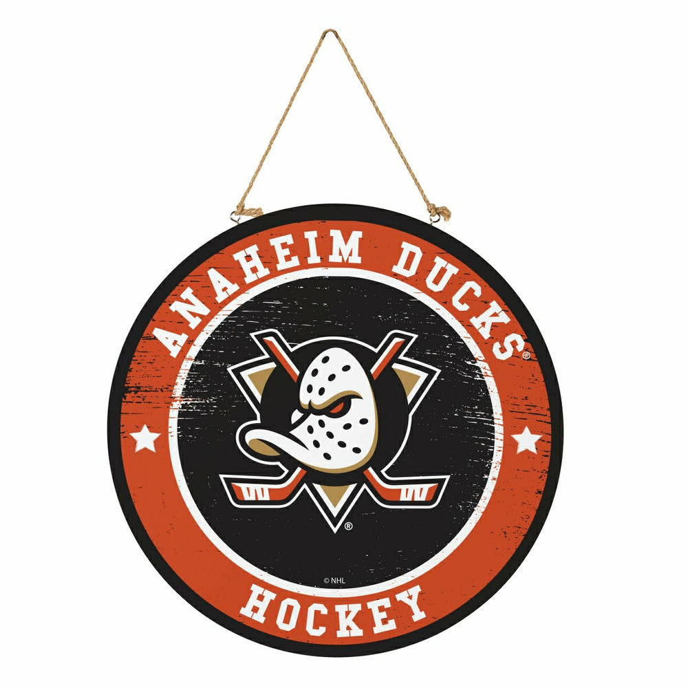 Anaheim Ducks Round Door Décor with Hanging Rope, 18x18