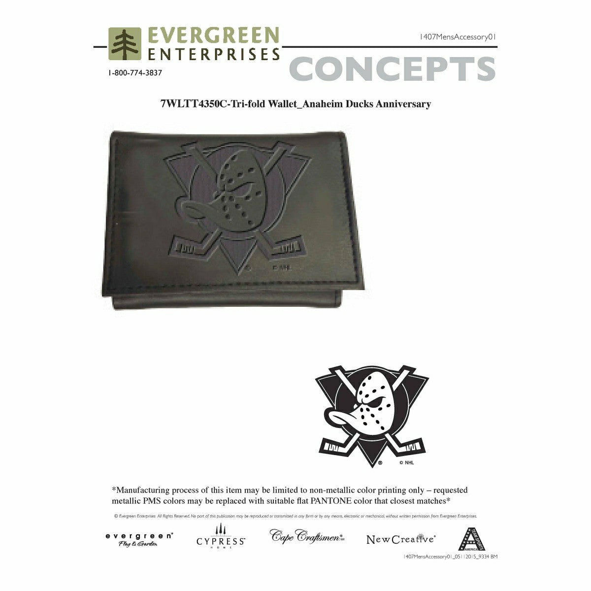 Wallet, Tri-Fold, Anaheim Ducks