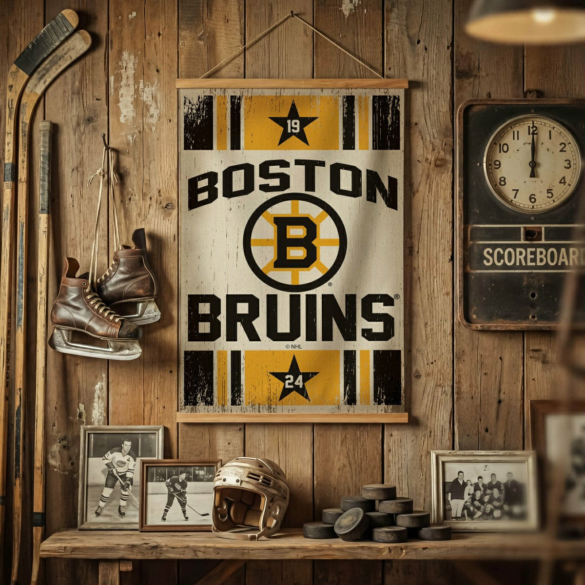 Boston Bruins, Canvas Wall Tapestry, Medium, 36x24