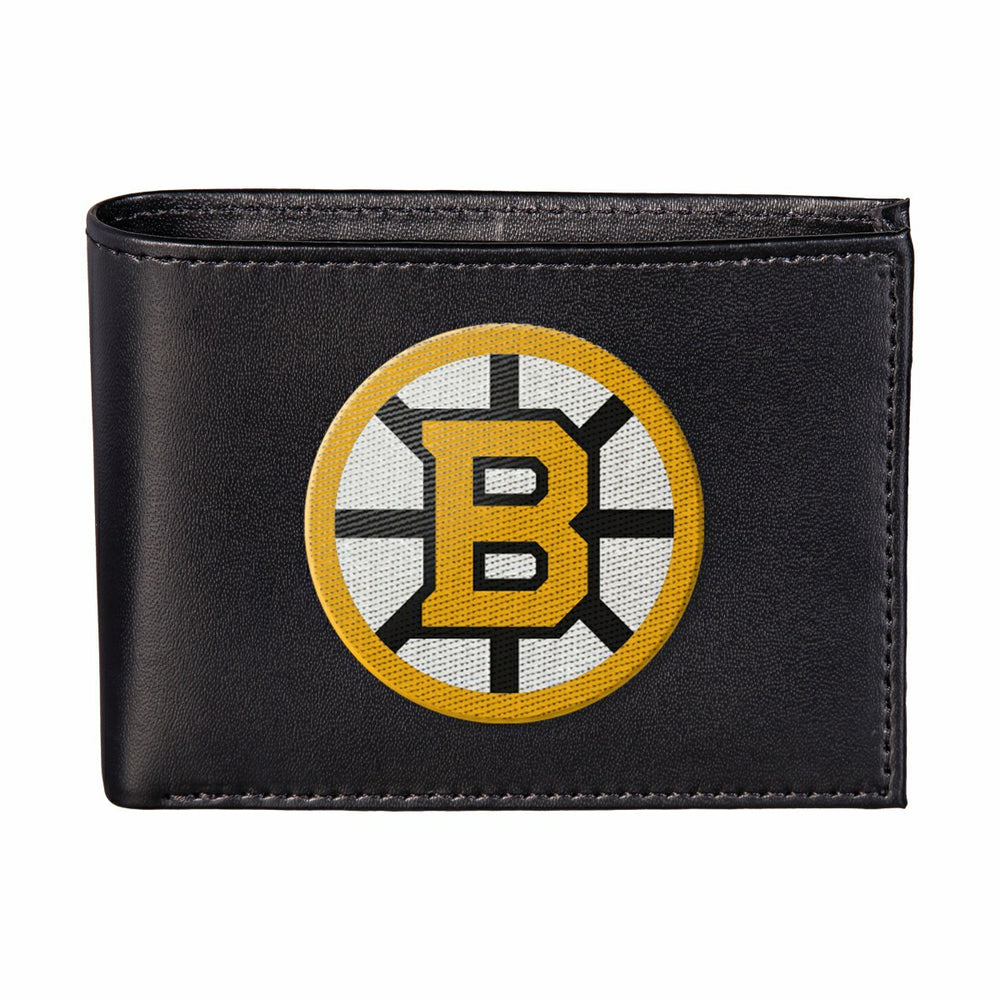 Boston Bruins Black Bi-Fold Embroidered Wallet w/ RFID Blocking