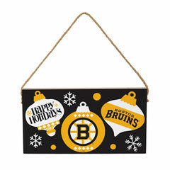 Boston Bruins Holiday Wood Wall Sign, 6x11