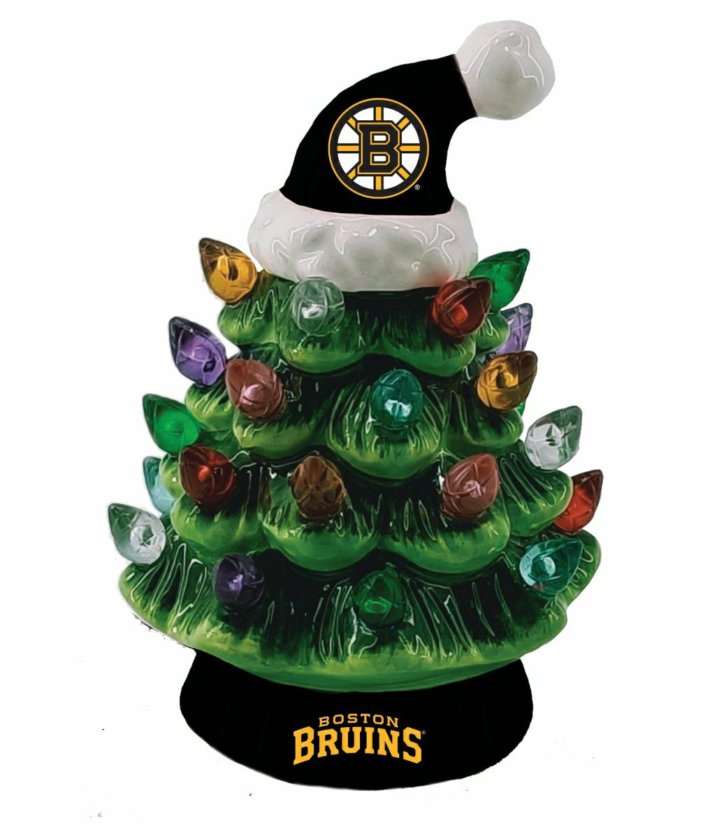 Boston Bruins 4" Mini LED Tabletop Christmas Tree, Set of 2