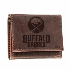 Buffalo Sabres, Tri-Fold Wallet, Brown, CH, 100% Genuine Leather