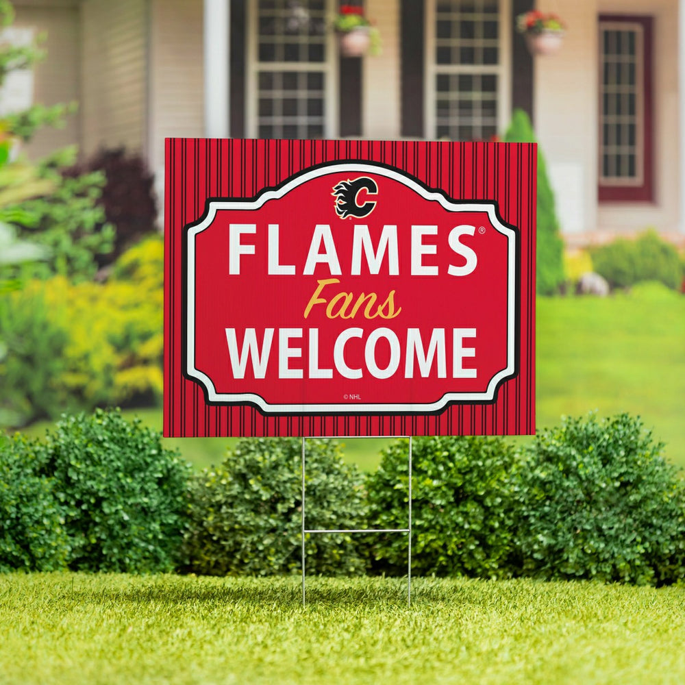 Calgary Flames Coroplast Yard Sign, "Fans Welcome"