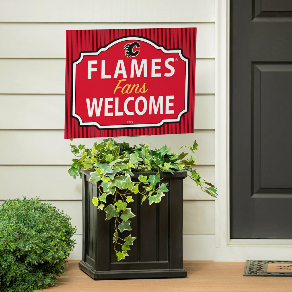 Calgary Flames Coroplast Yard Sign, "Fans Welcome"