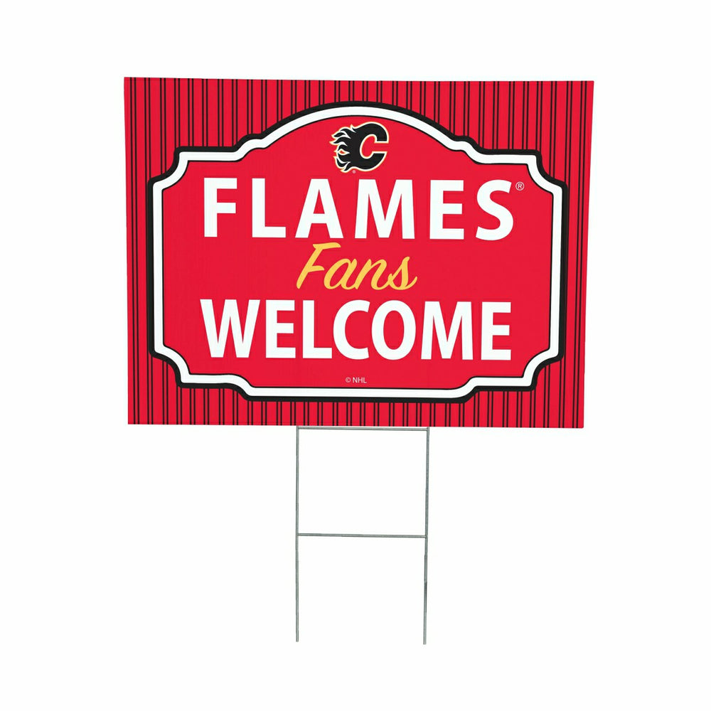 Calgary Flames Coroplast Yard Sign, "Fans Welcome"