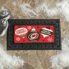 Carolina Hurricanes Holiday Flocked Coir Sassafras Switch Mat, 22"x10"