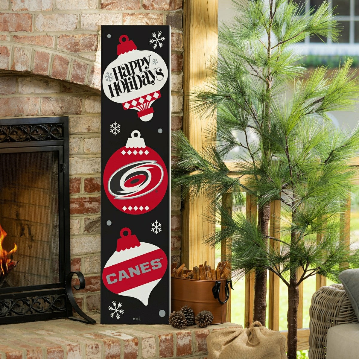 Carolina Hurricanes 47" Double Sided Leaner, Christmas