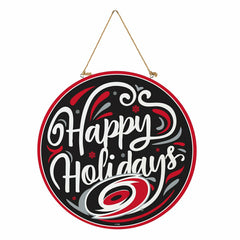 Carolina Hurricanes Holiday Round Door Décor with Hanging Rope, 18x18