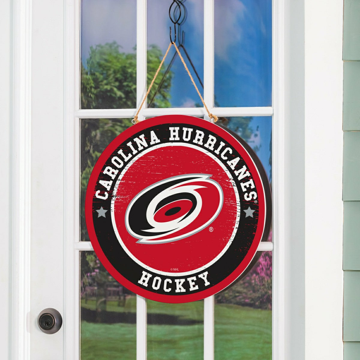 Carolina Hurricanes Round Door Décor with Hanging Rope, 18x18