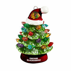 4" Mini LED Tabletop Christmas Tree, Set of 2, Chicago Blackhawks