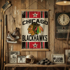 Chicago Blackhawks, Canvas Wall Tapestry, Medium, 36x24