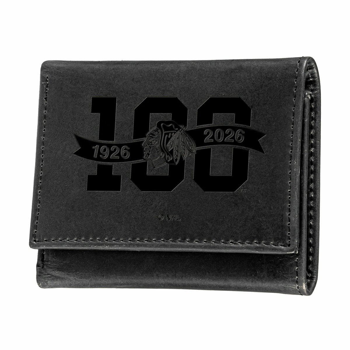 Chicago Blackhawks, 100 Anniversary Wallet, Tri-fold, Black