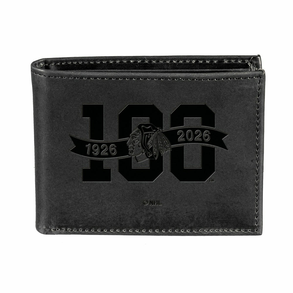 Chicago Blackhawks, 100 Anniversary Wallet, Bi-fold, Black