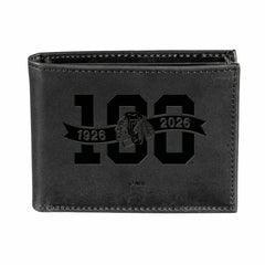Chicago Blackhawks, 100 Anniversary Wallet, Bi-fold, Black