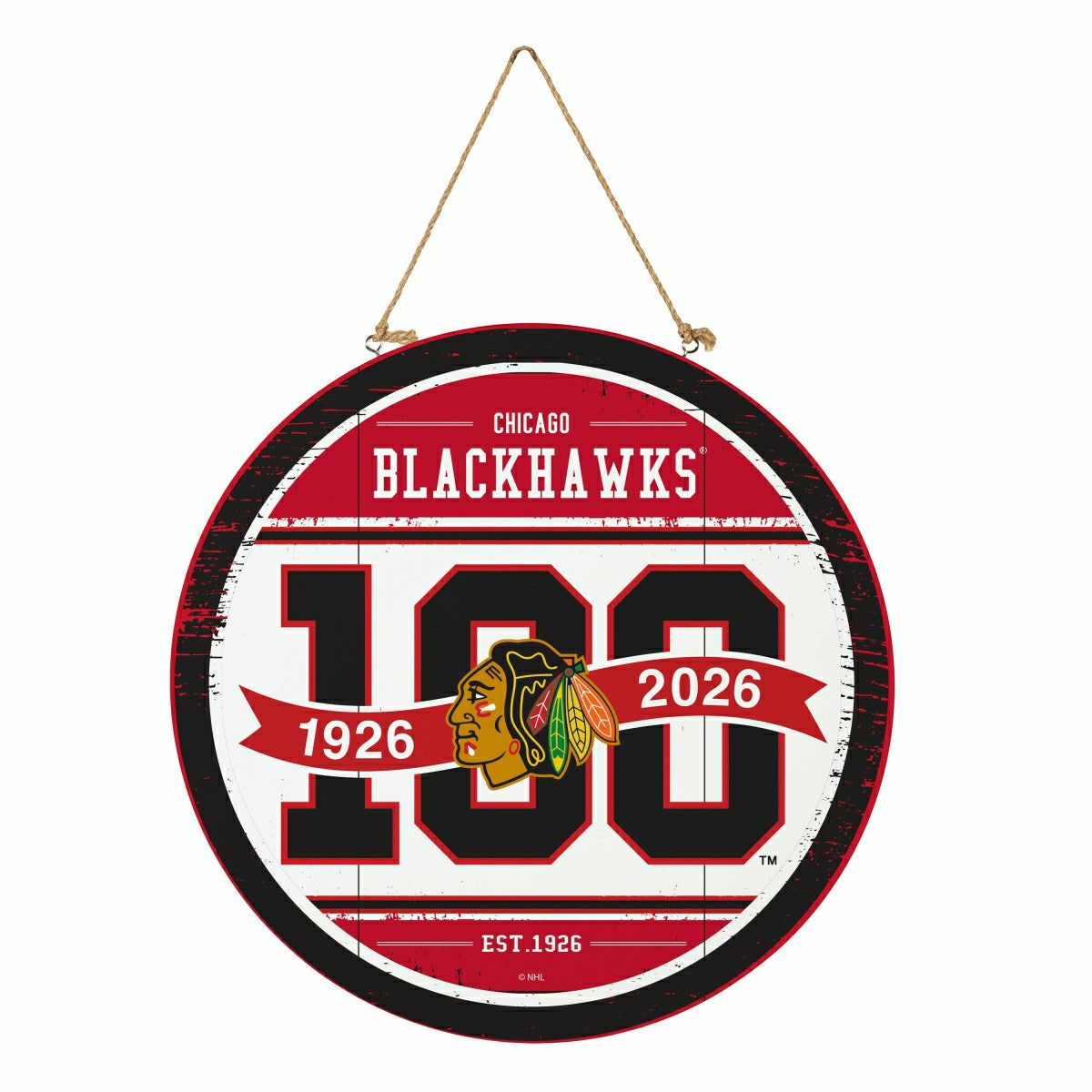 Chicago Blackhawks,100 Anniversary Round Door Decor with Hanging Rope,