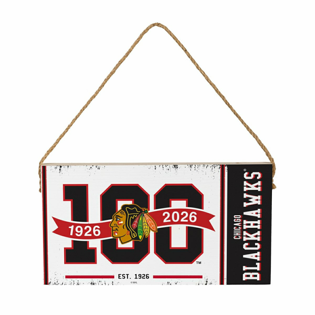 Chicago Blackhawks,100 Anniversary Wood Wall Sign, 6x11