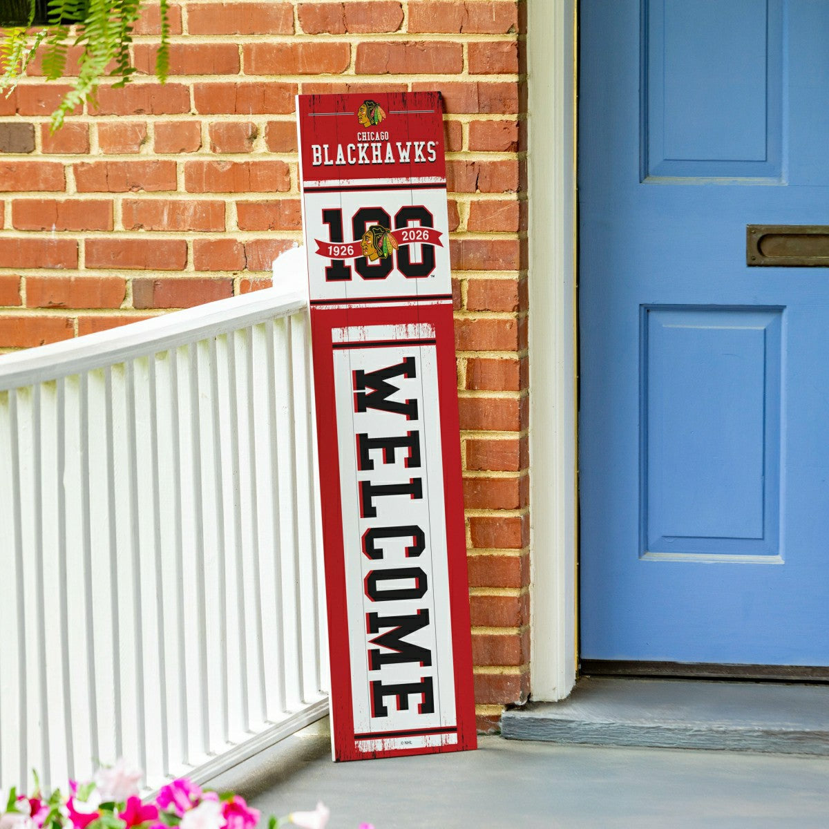 Chicago Blackhawks, 100 Anniversary Porch Leaner, 46"