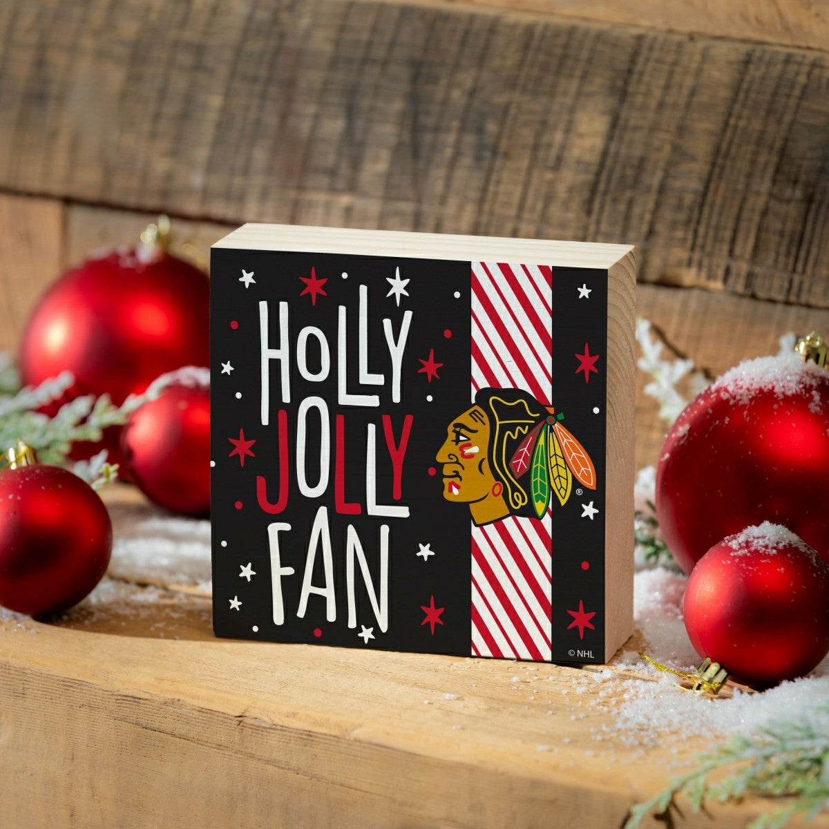 Chicago Blackhawks Block, Holiday, 6x6