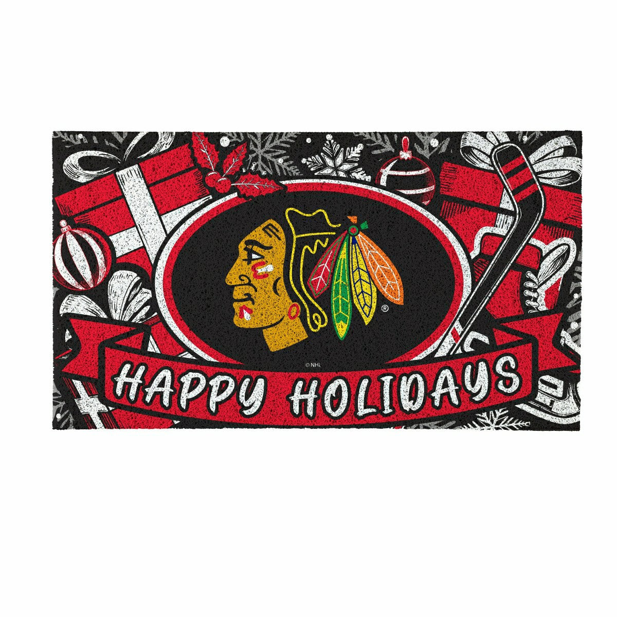 Chicago Blackhawks Holiday PVC Mat, 28"x16"