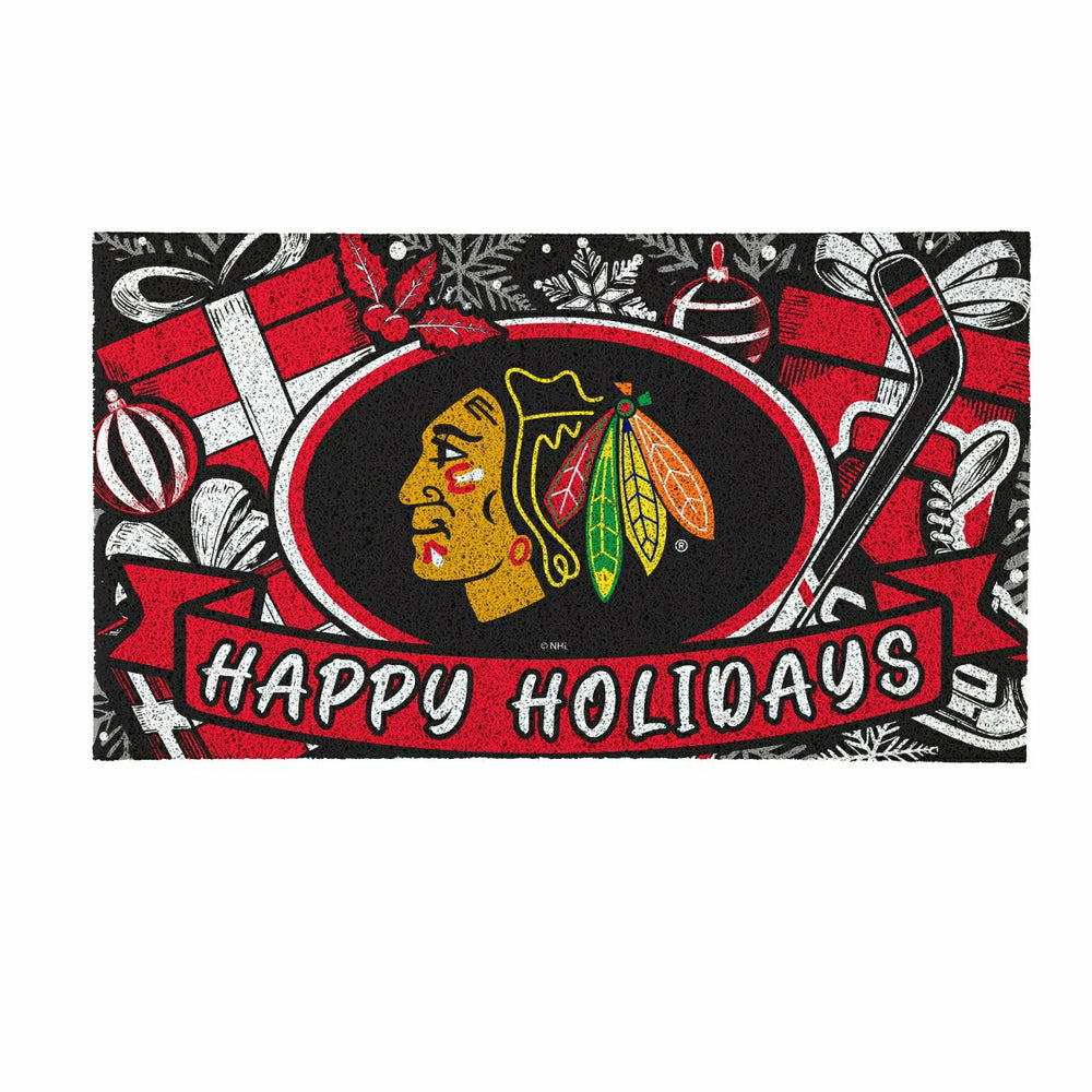 Chicago Blackhawks Holiday PVC Mat, 28"x16"