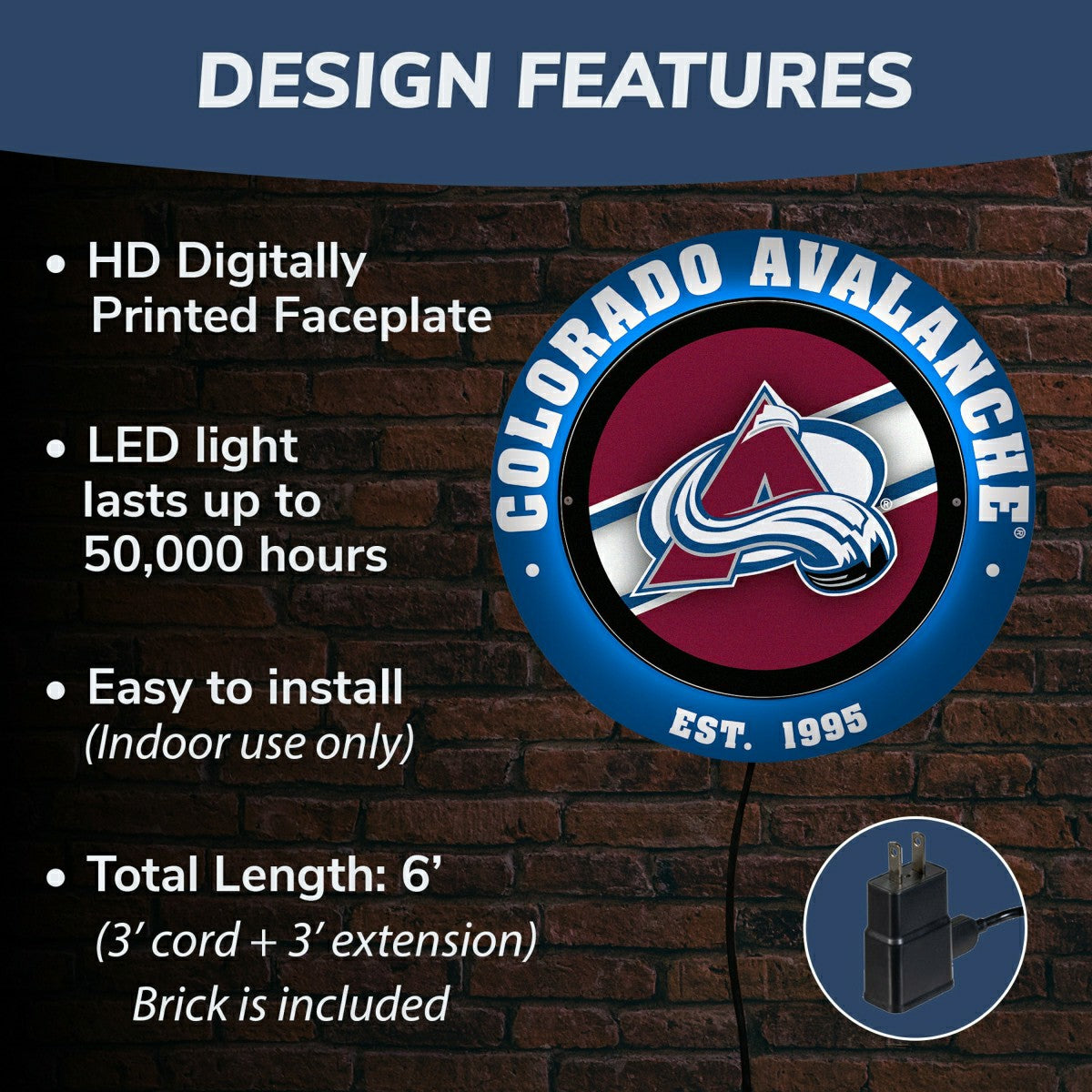 Colorado Avalanche, Metal Lite, Round