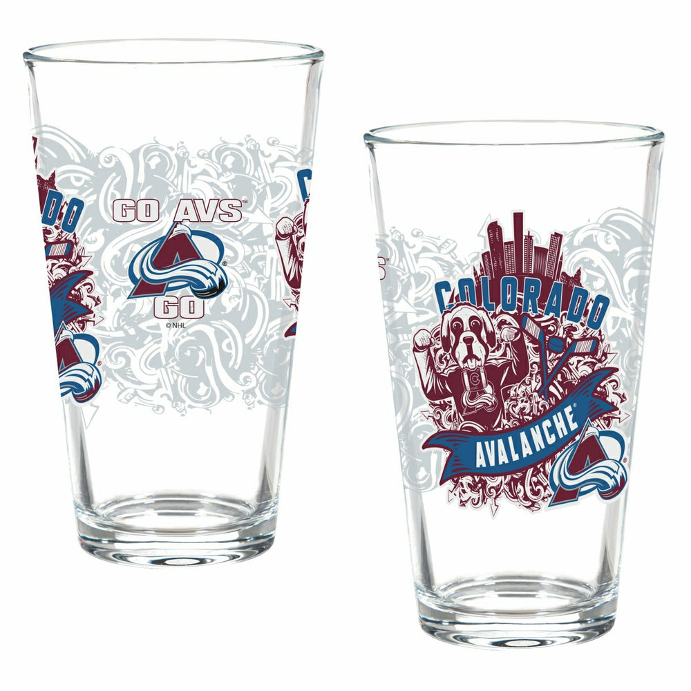 Colorado Avalanche 16oz Glass pint, Set of 2