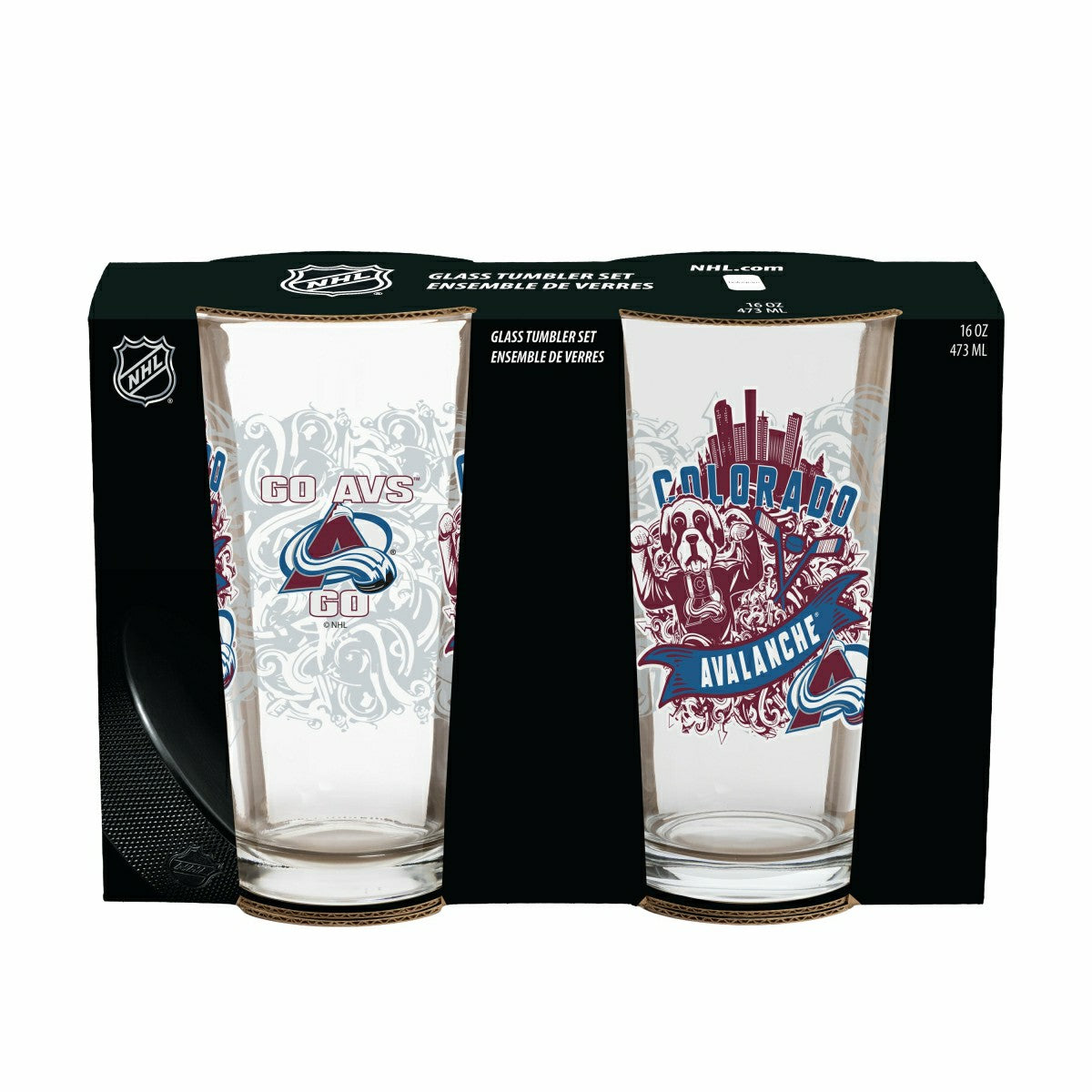 Colorado Avalanche 16oz Glass pint, Set of 2