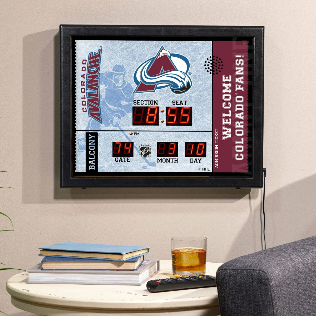 Bluetooth Scoreboard Wall Clock, Colorado Avalanche