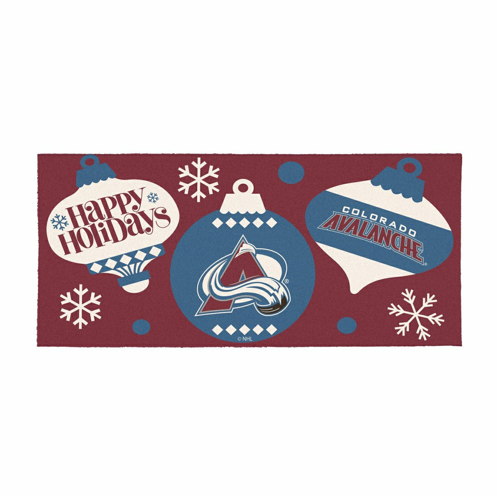 Colorado Avalanche Holiday Flocked Coir Sassafras Switch Mat, 22"x10"