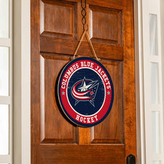 Columbus Blue Jackets Round Door Décor with Hanging Rope, 18x18