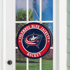 Columbus Blue Jackets Round Door Décor with Hanging Rope, 18x18