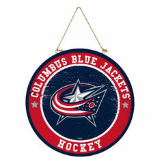 Columbus Blue Jackets Round Door Décor with Hanging Rope, 18x18