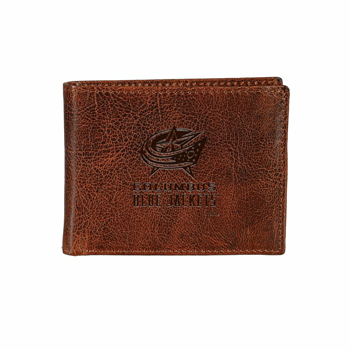 Columbus Blue Jackets, Embossed 100% Genuine Tumbled Leather Passcase