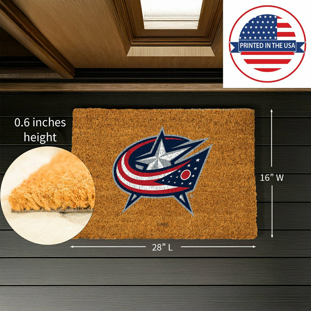 Coir Mat, 16"x28", Columbus Blue Jackets