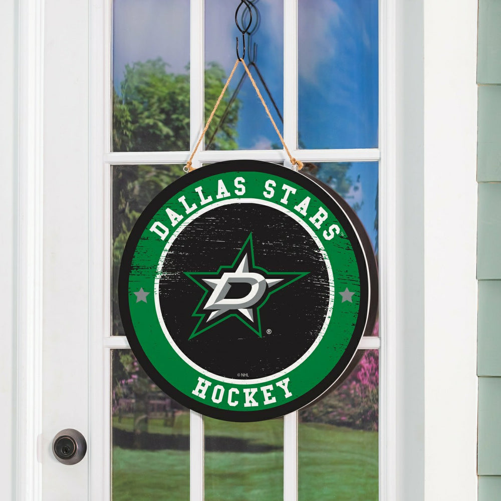 Dallas Stars Round Door Décor with Hanging Rope, 18x18