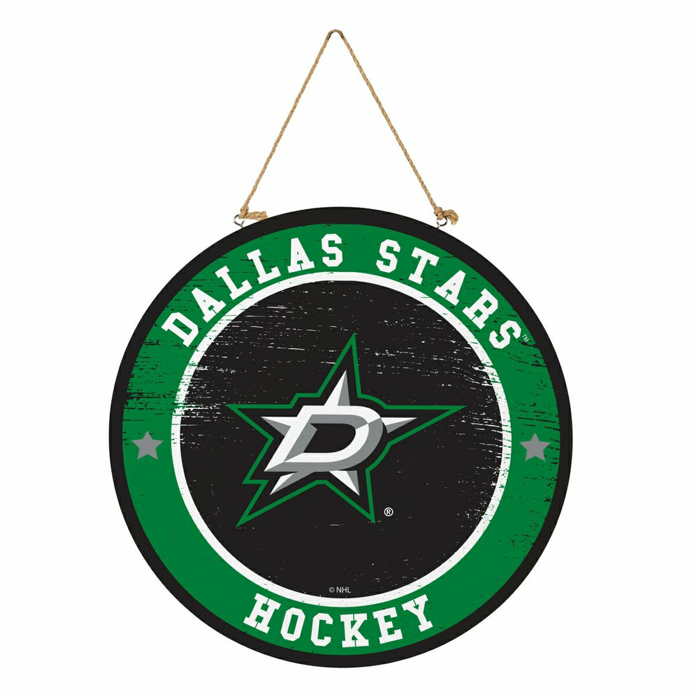 Dallas Stars Round Door Décor with Hanging Rope, 18x18
