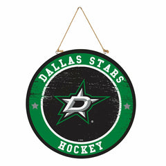 Dallas Stars Round Door Décor with Hanging Rope, 18x18