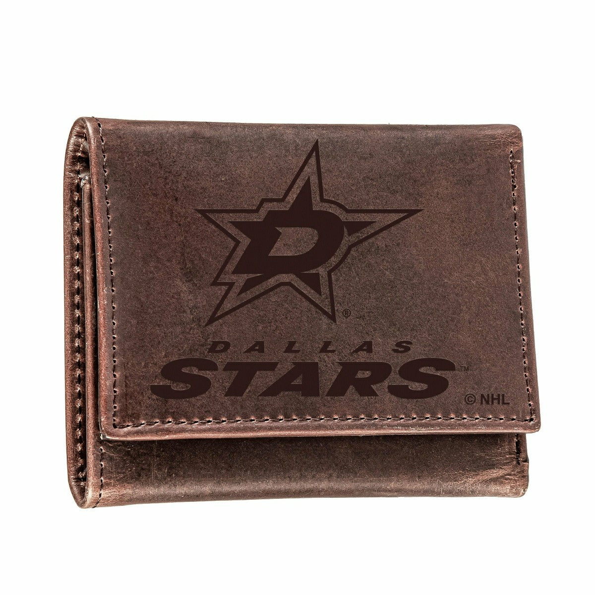 Dallas Stars, Tri-Fold Wallet, Brown, CH, 100% Genuine Leather