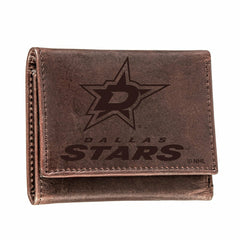 Dallas Stars, Tri-Fold Wallet, Brown, CH, 100% Genuine Leather