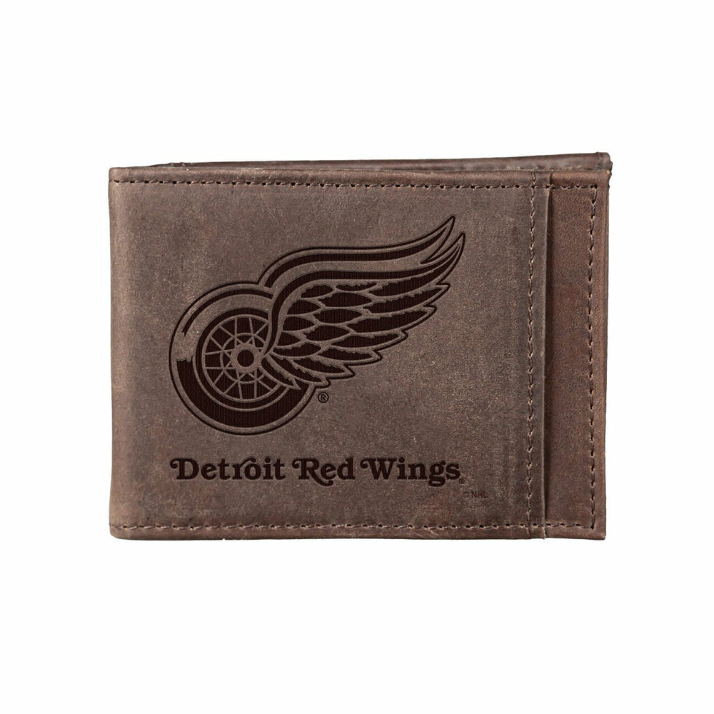 Front Pocket Wallet w/ RFID Blocking, Detroit Red Wings, Brown