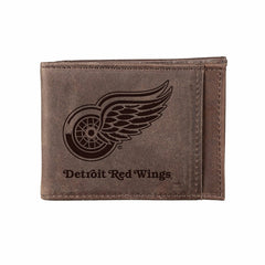 Front Pocket Wallet w/ RFID Blocking, Detroit Red Wings, Brown