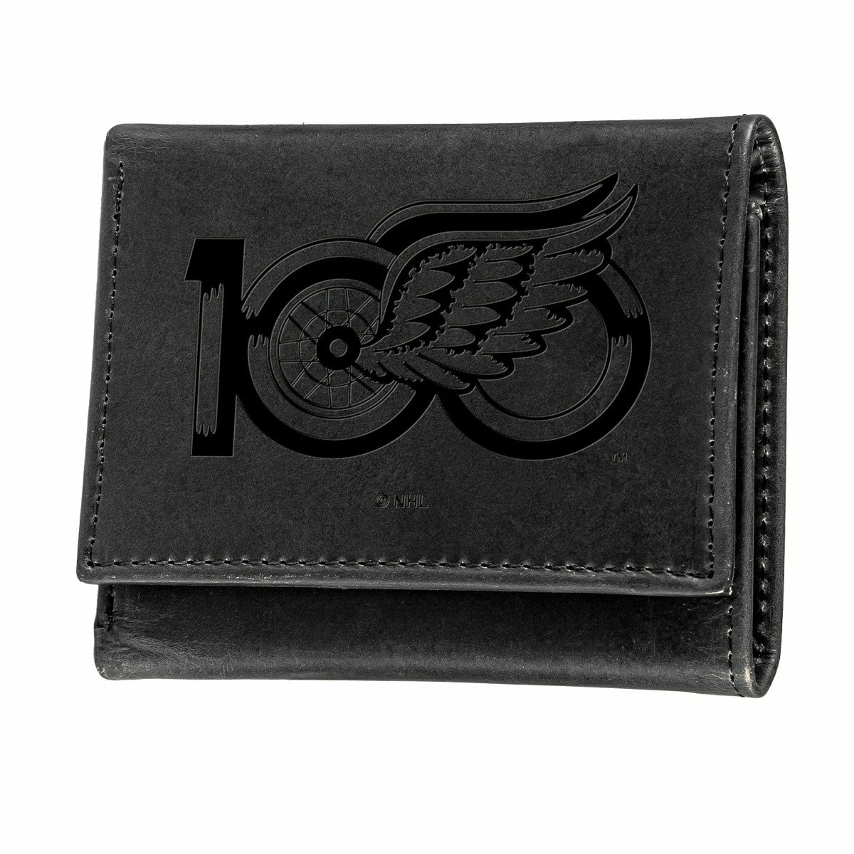 Detroit Red Wings, 100 Anniversary Wallet, Tri-fold, Black