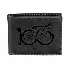Detroit Red Wings, 100 Anniversary Wallet, Bi-fold, Black