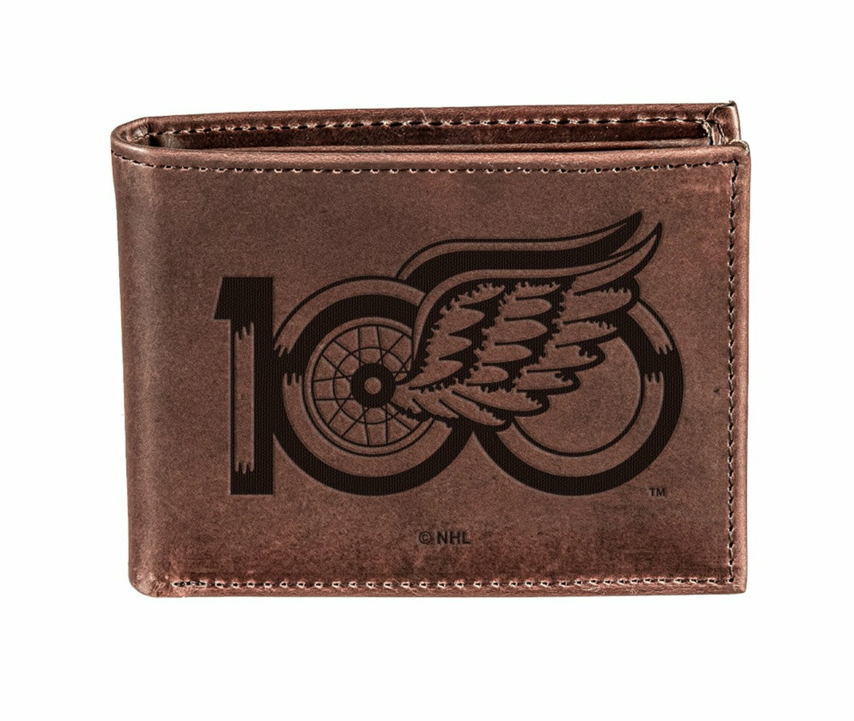 Detroit Red Wings, 100 Anniversary Wallet, Bi-fold, Brown
