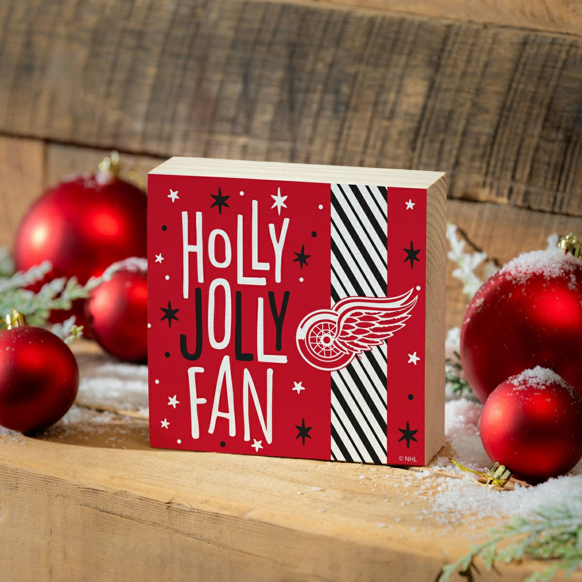 Detroit Red Wings Block, Holiday, 6x6