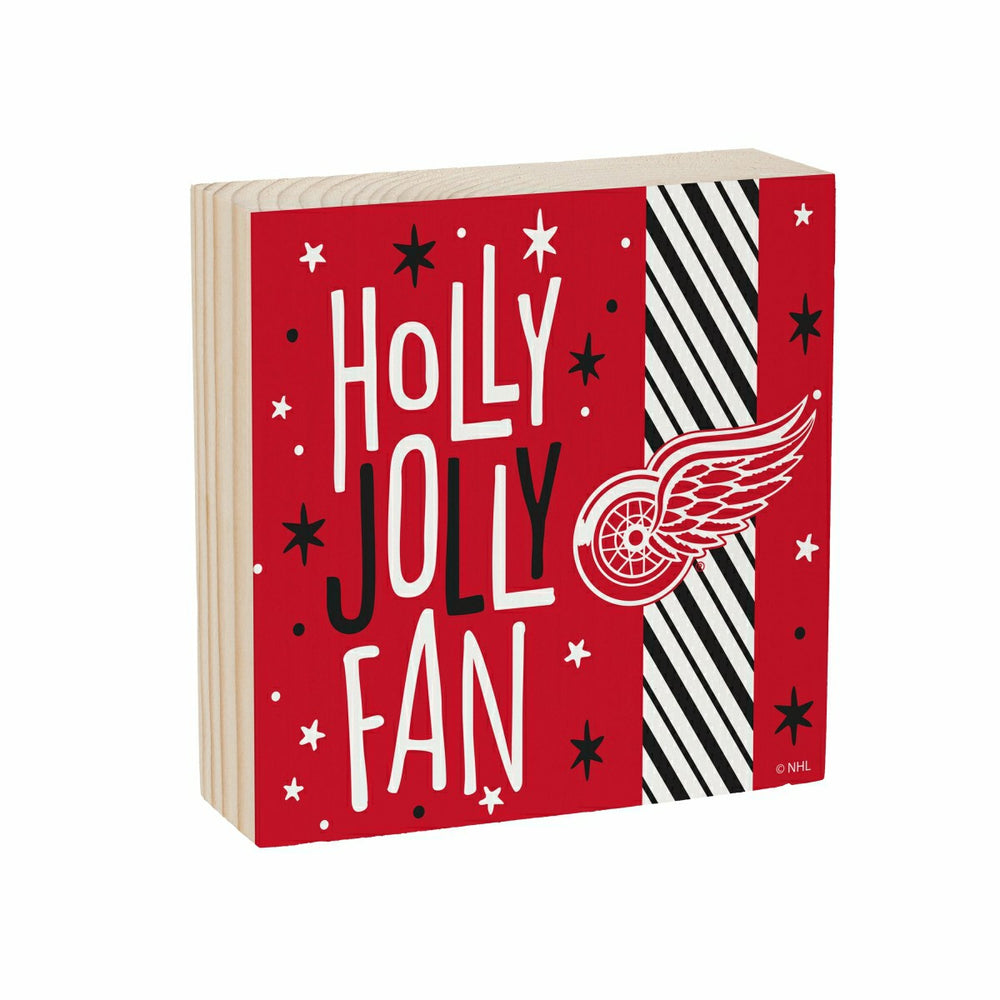 Detroit Red Wings Block, Holiday, 6x6