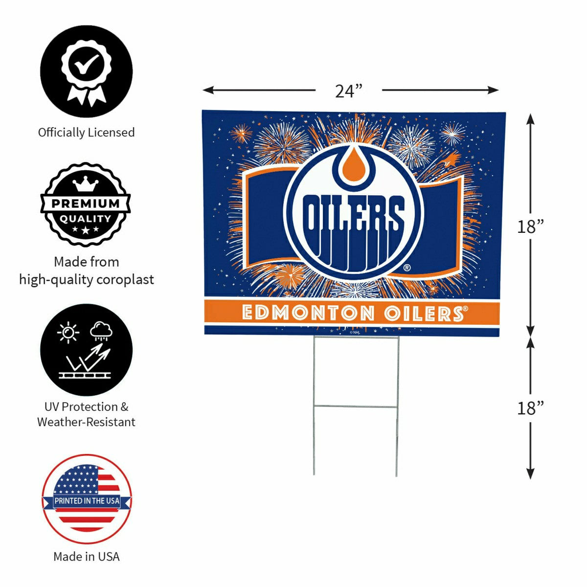 Edmonton Oilers Yard Sign, Patriotic
