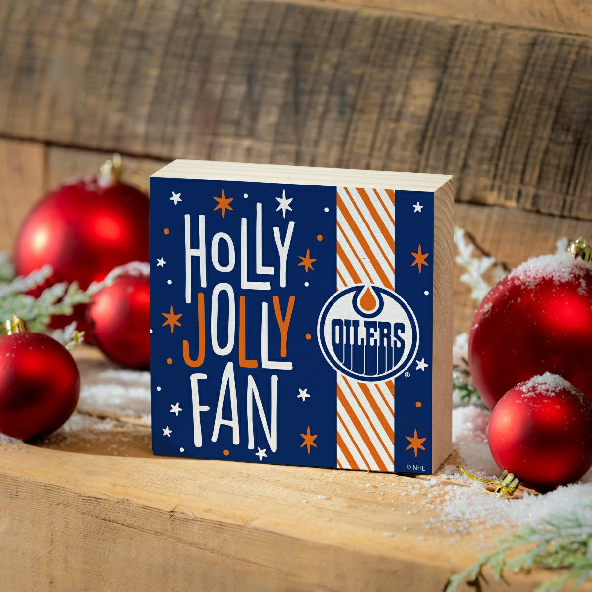 Edmonton Oilers Block, Holiday, 6x6